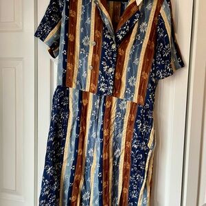 Vintage Floral Striped Romper